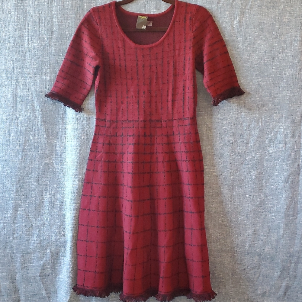 Taylor Half Sleeve Frayed Sweater Dress